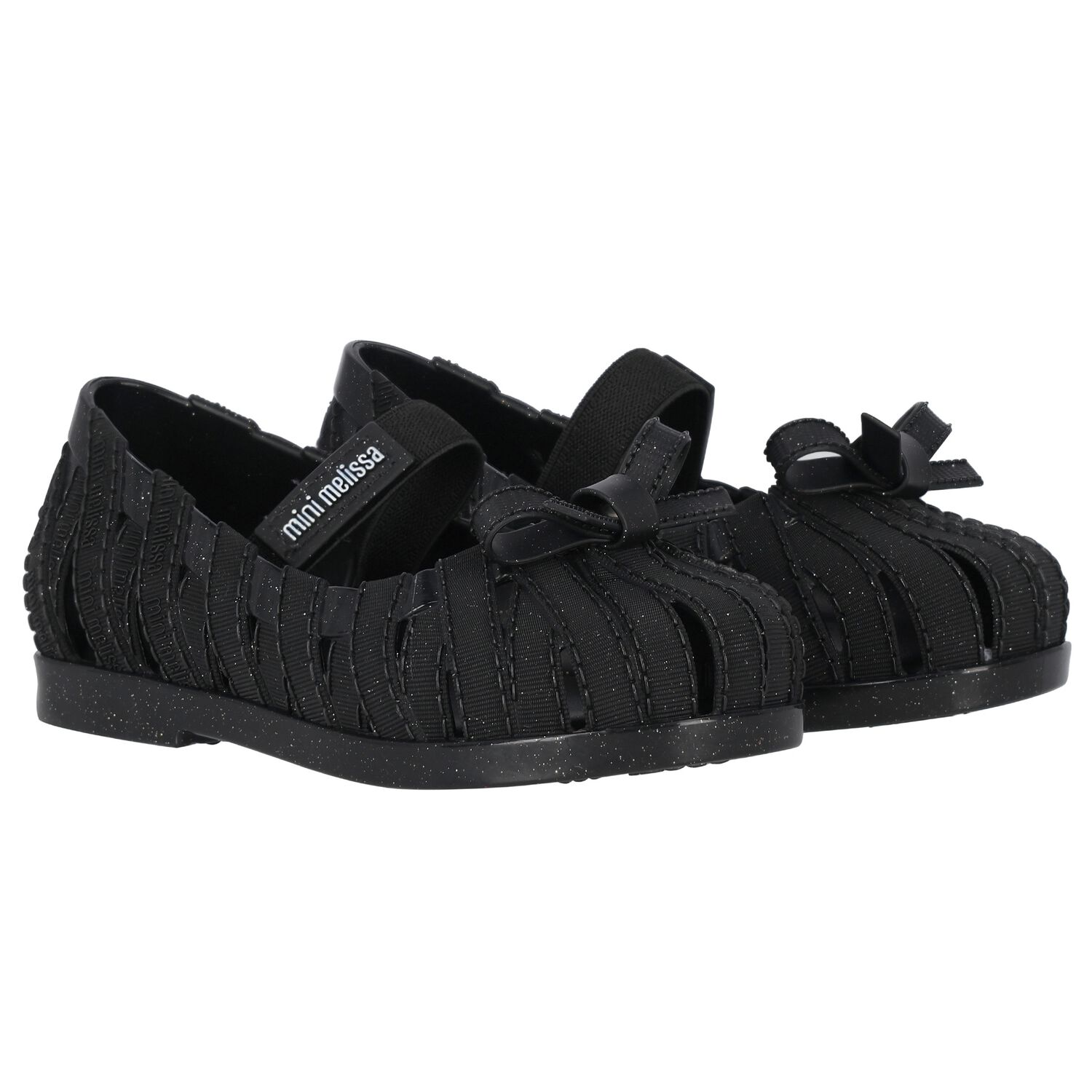 Younger Girls Black Bow Shoes, 1, hi-res image number null