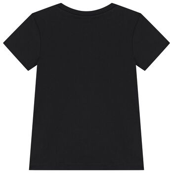 Girls Black Logo Rhinestone T-Shirt
