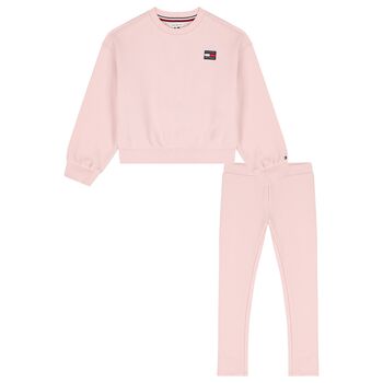 Girls Pink Logo Leggings Set