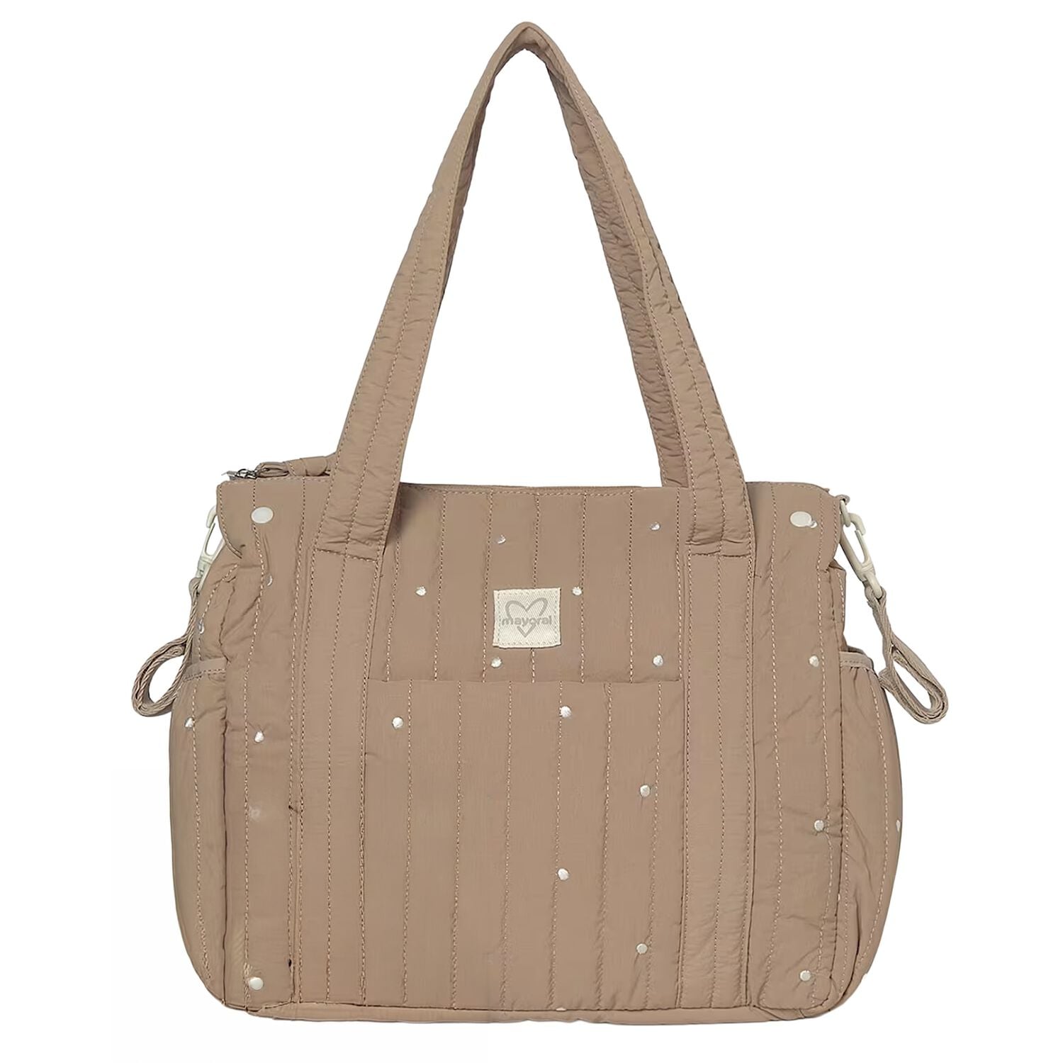 Beige Polka Dot Baby Changing Bag ( 27cm ), 1, hi-res