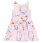 Girls Pink Ruffled Floral Dress, 1, hi-res