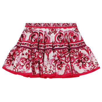 Girls Pink & Ivory Majolica Skirt