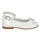 Younger Girls White Ballerina Bow Shoes, 1, hi-res