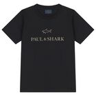 Boys Black Logo T-Shirt, 1, hi-res