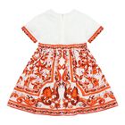 Baby Girls White & Orange Majolica Dress Set, 1, hi-res