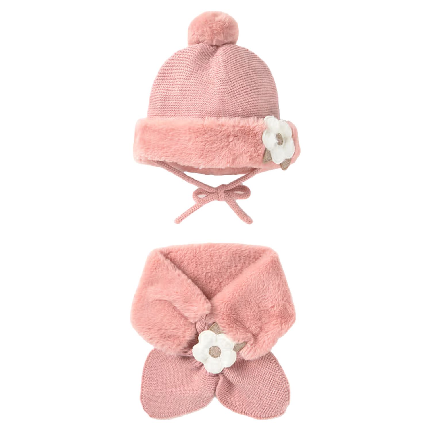 Younger Girls Pink Faux Fur Hat & Scarf Set, 2, hi-res