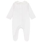 Baby Boys White & Beige Striped Babygrow, 1, hi-res