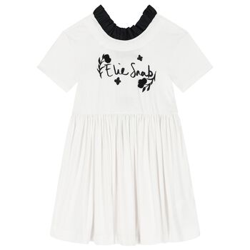 Girls White Logo Floral Dress