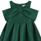 Girls Green Shoulder Bow Dress, 1, hi-res