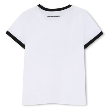 Girls White & Black Logo T-Shirt