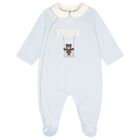 Baby Boys Blue & White Logo Babygrow Gift Set, 3, hi-res