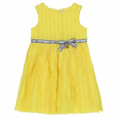 فستان بناتي بالشعار باللون الاصفر
