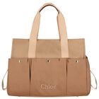 Beige Logo Canvas Baby Changing Bag, 1, hi-res