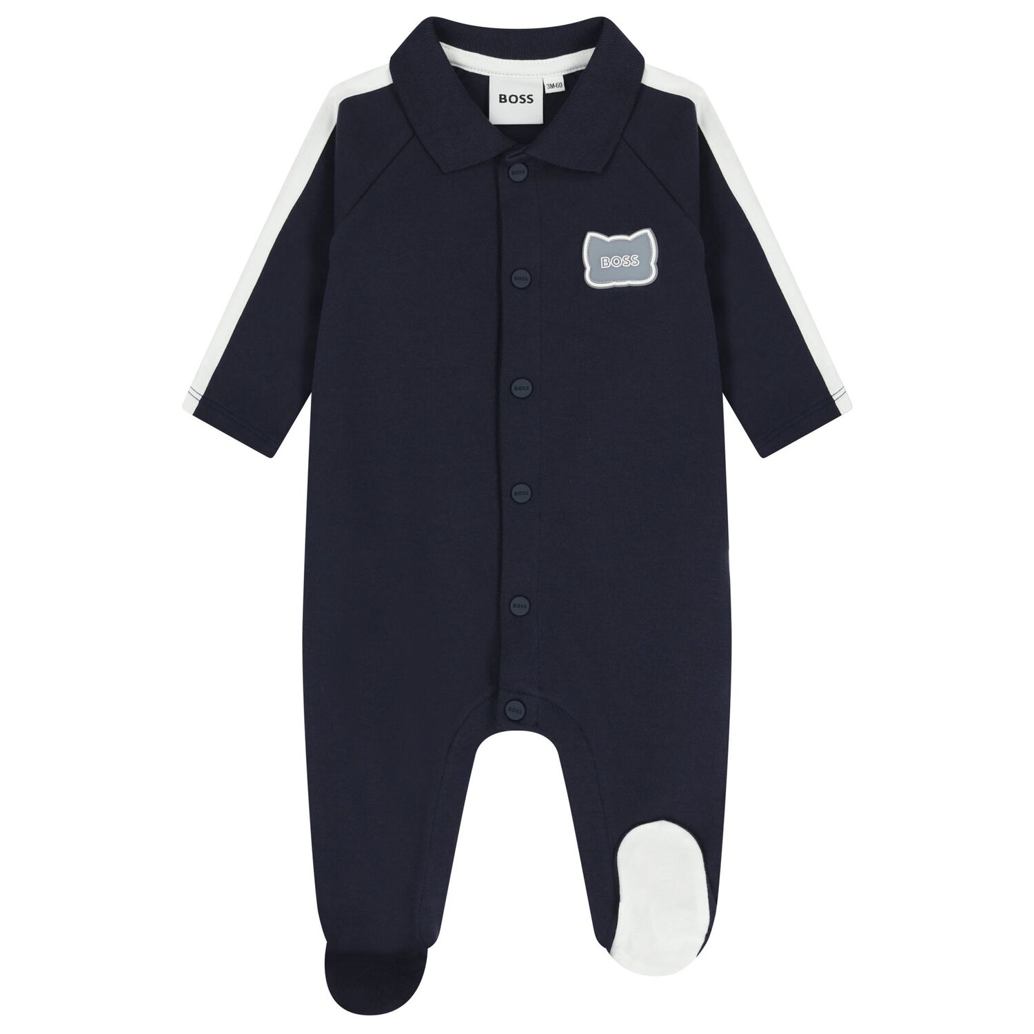 Baby Boys Navy Blue Logo Babygrow, 3, hi-res