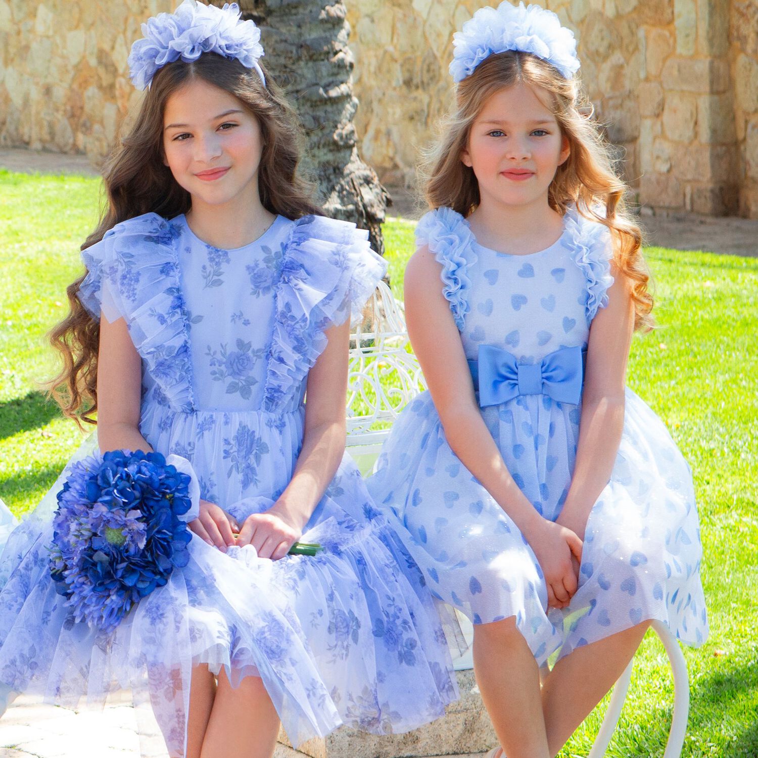 Girls Blue Ruffle Dress, 1, hi-res image number null