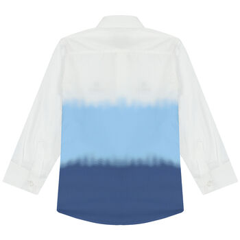 Boys White & Blue Logo Shirt