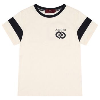 Boys Beige Logo T-Shirt