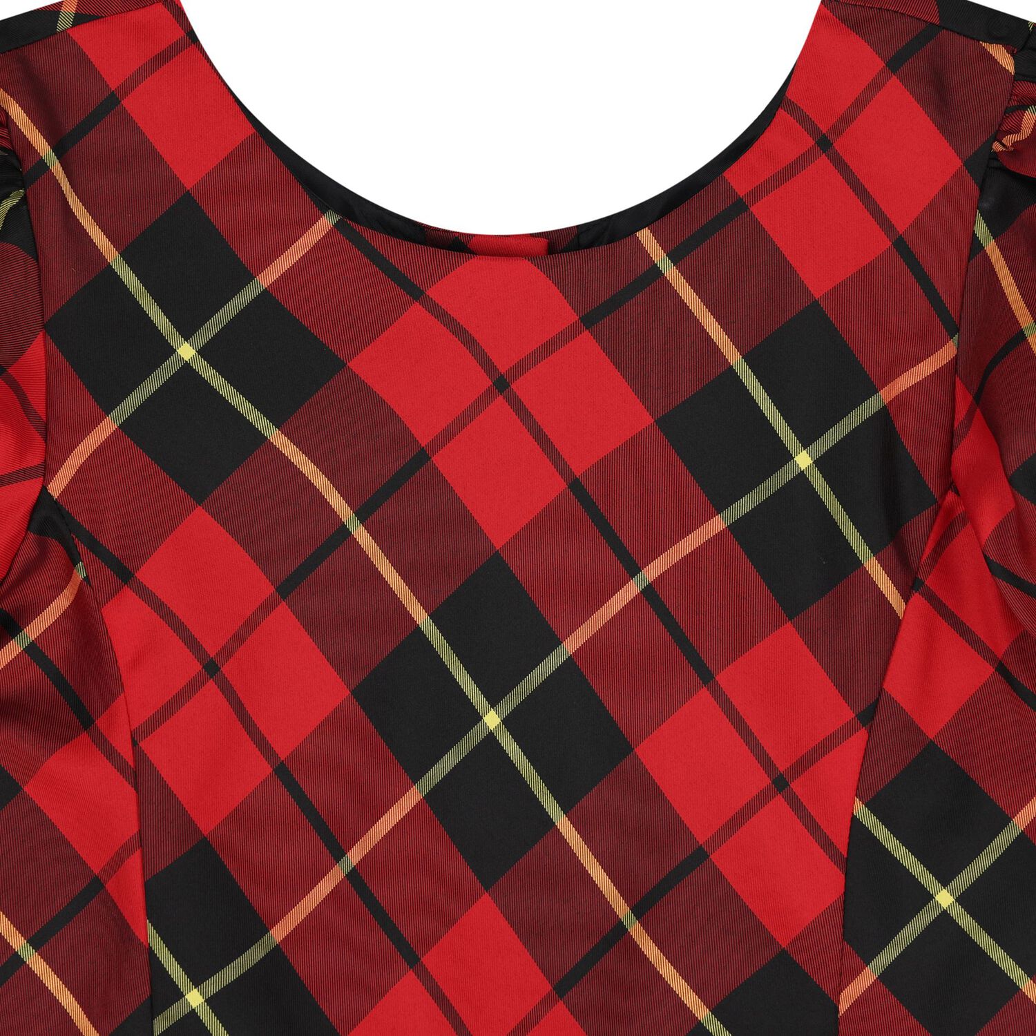 Girls Red & Black Tartan Taffeta Dress, 1, hi-res