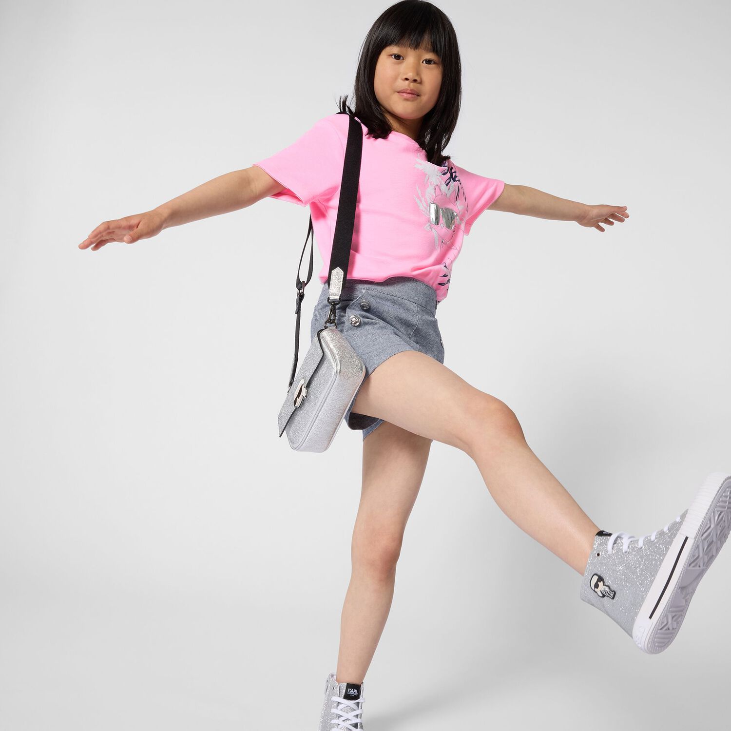 Girls Pink Choupette Logo T-Shirt, 1, hi-res