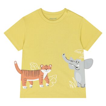 Younger Boys Yellow Interactive Animals T-Shirt