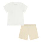 Younger White & Beige Teddy Bear Shorts Set, 2, hi-res
