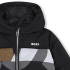 Younger Boys Black Logo Puffer Jacket, 1, hi-res