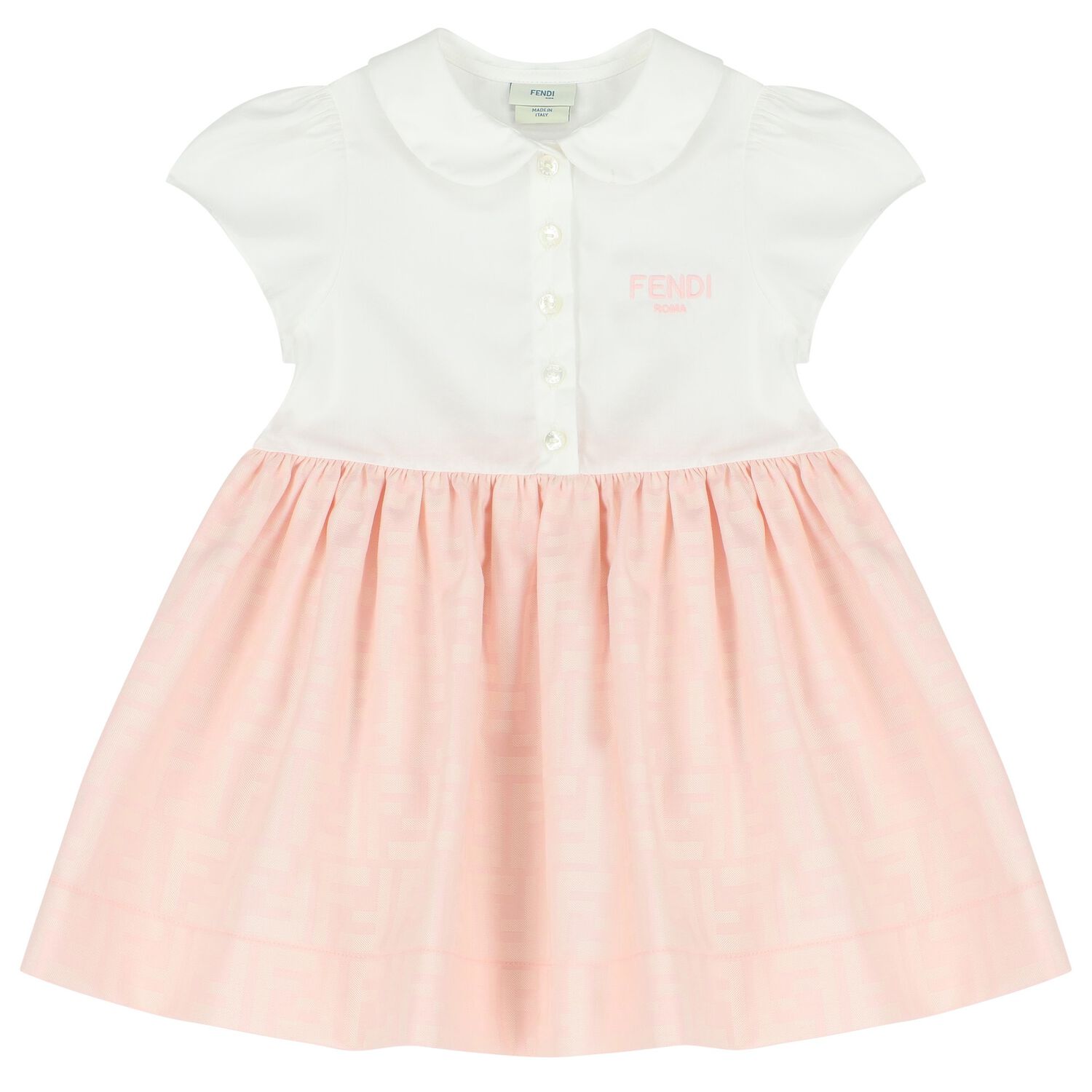 Baby Girls White & Pink FF Logo Dress, 1, hi-res image number null