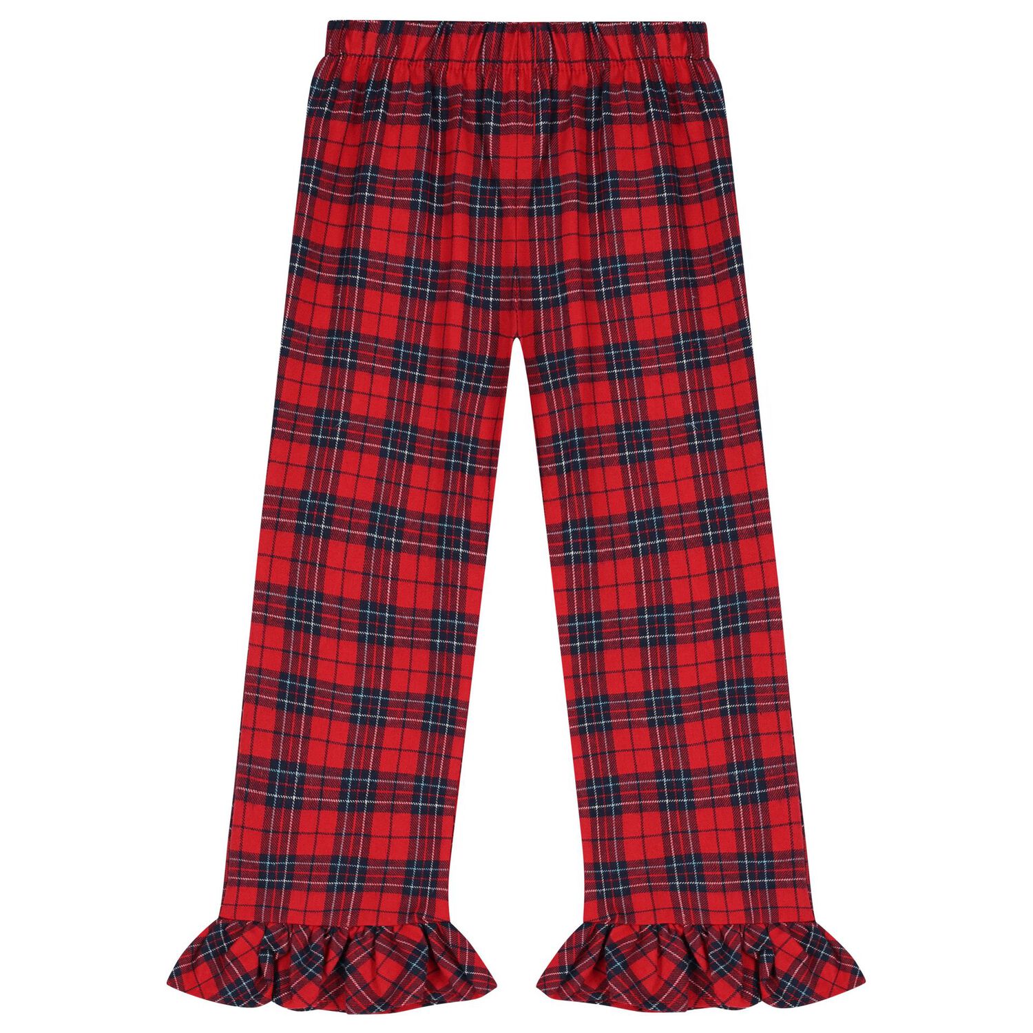 Girls White & Red Tartan Check Pyjamas, 1, hi-res image number null