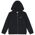 Black Logo Hooded Zip Up Top, 1, hi-res