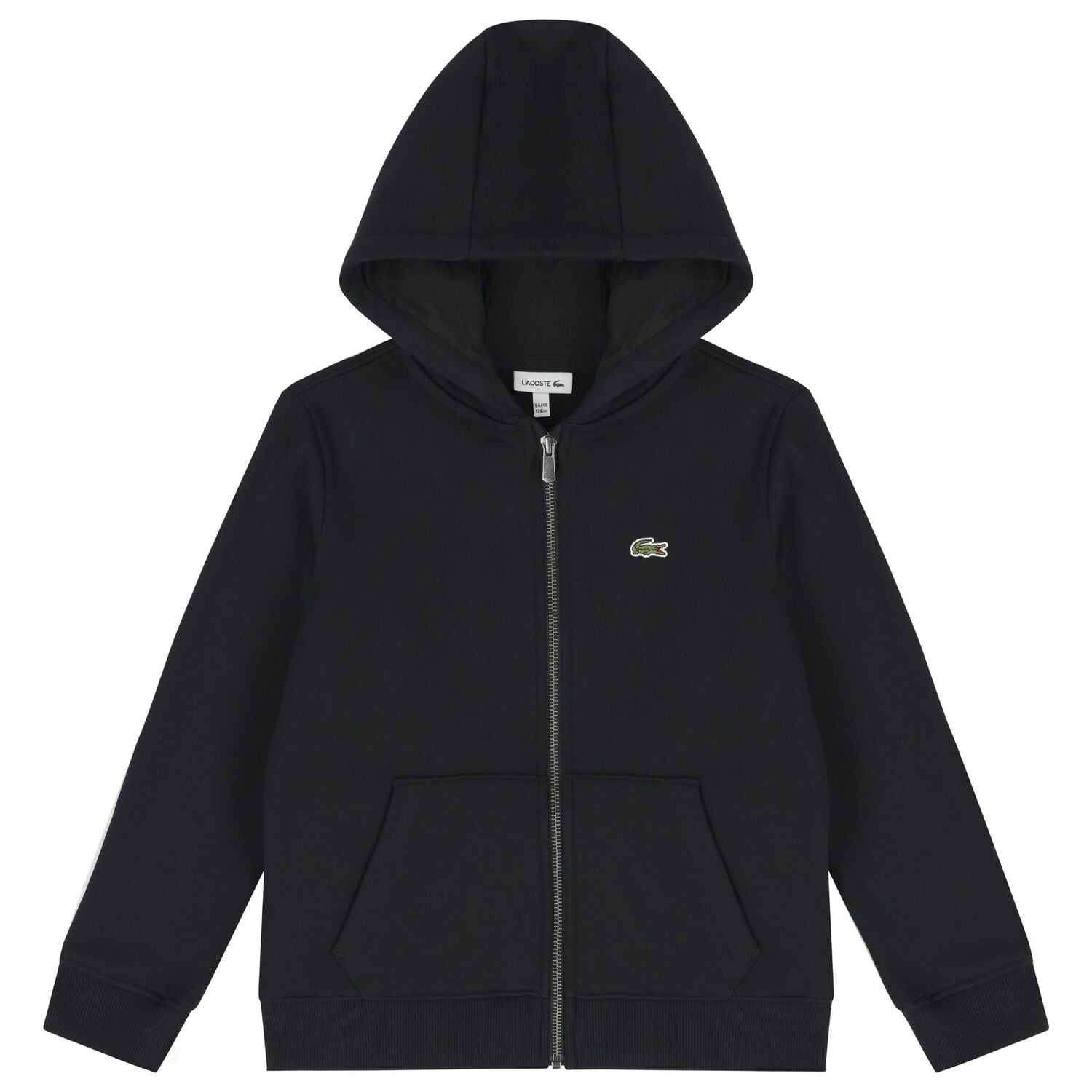 Black Logo Hooded Zip Up Top, 1, hi-res