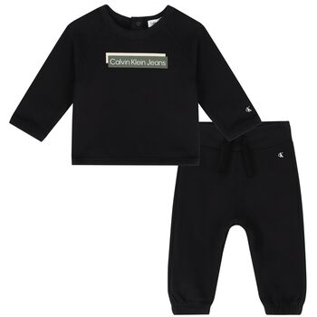 Baby Boys Black Logo Tracksuit