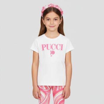 Girls Pink Ruffled Iride Print Headband