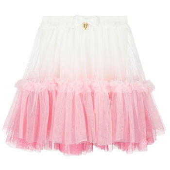 Girls White & Pink Ombre Tutu Skirt