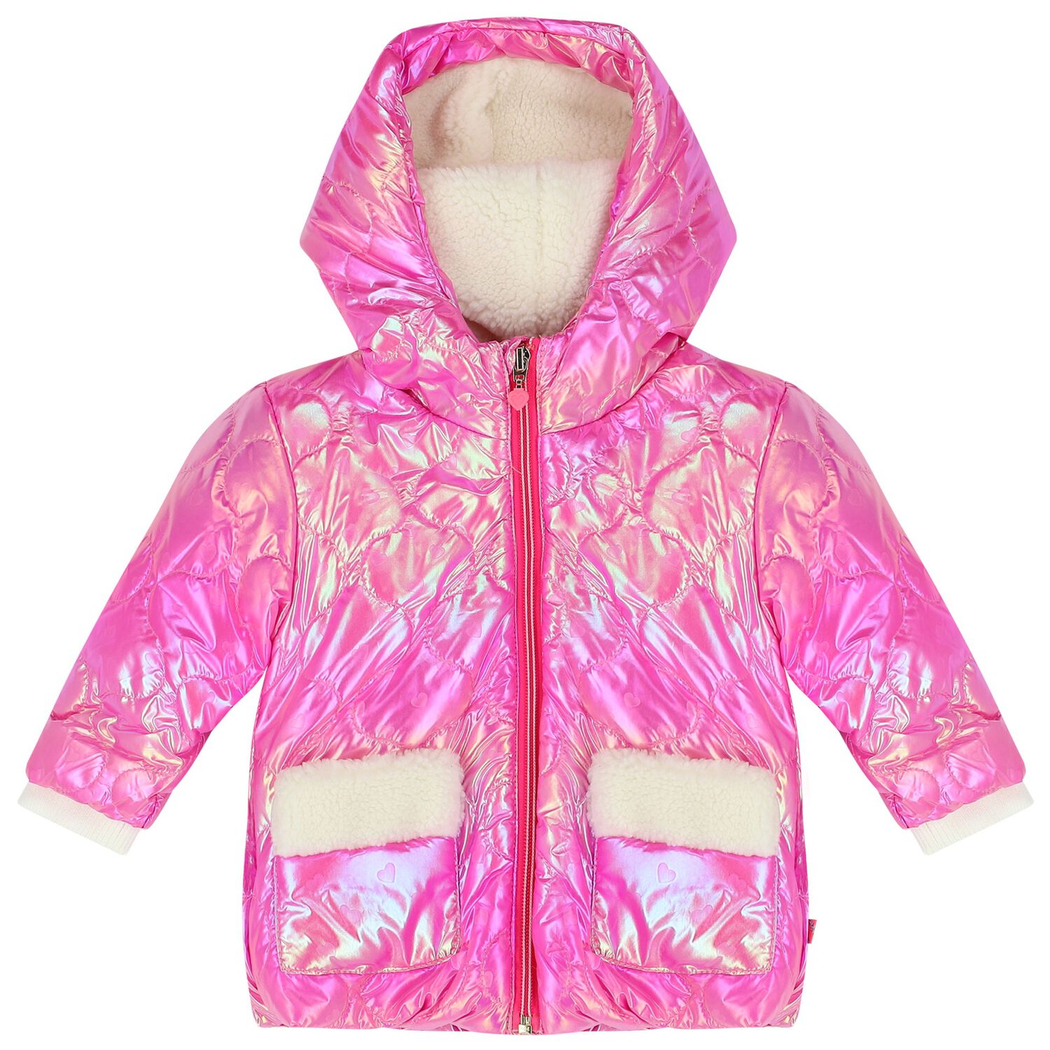 Younger Girls Pink Hearts Quilted Jacket, 1, hi-res image number null