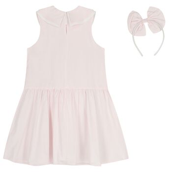 Girls Pink Bow Dress & Headband Set