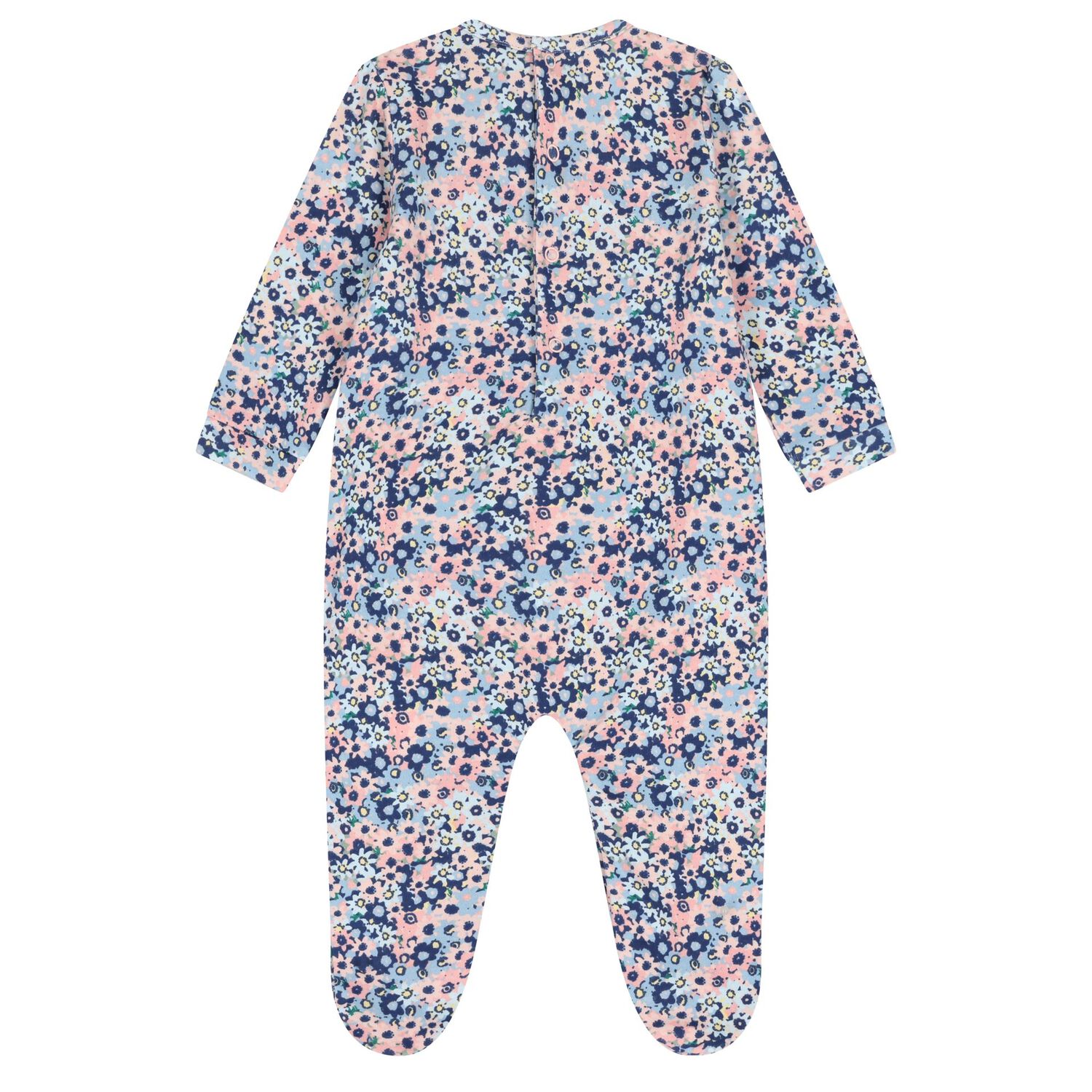 Baby Girls Pink & Blue Floral Babygrow, 1, hi-res image number null