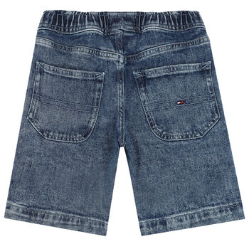 Boys Blue Logo Denim Shorts