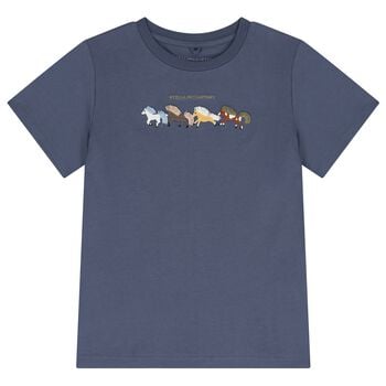 Boys Navy Blue Horse Logo T-Shirt