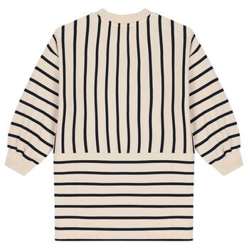 Girls Ivory & Black Tiger Logo Dress