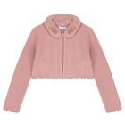 Girls Pink Faux Fur Collar Cardigan, 1, hi-res