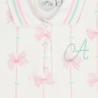 Girls White & Pink Bow Dress, 1, hi-res