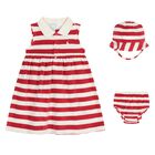 Baby Girls Ivory & Red Striped Dress Set, 1, hi-res