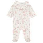 Baby Girls Ivory & Pink Teddy Bear Babygrow, 2, hi-res