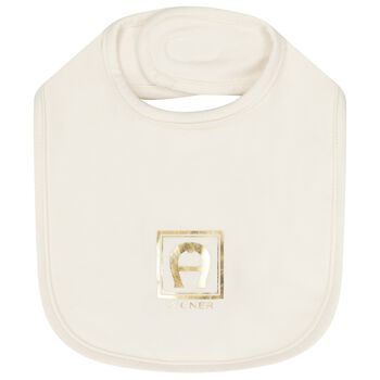 Ivory & Gold Logo Baby Bib