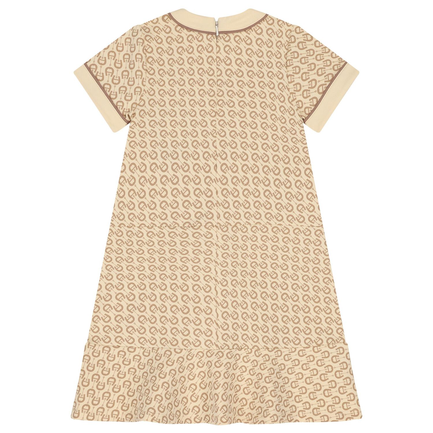 Girls Beige Logo Dress, 2, hi-res