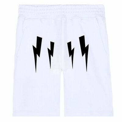 Boys White Printed Jersey Shorts