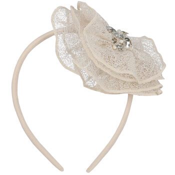 Girls Beige Flower Headband