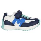 حذاء أولاد رياضي باللون الأبيض و الكحلي , 2, hi-res