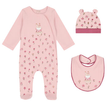 Baby Girls Pink Floral Babygrow Set