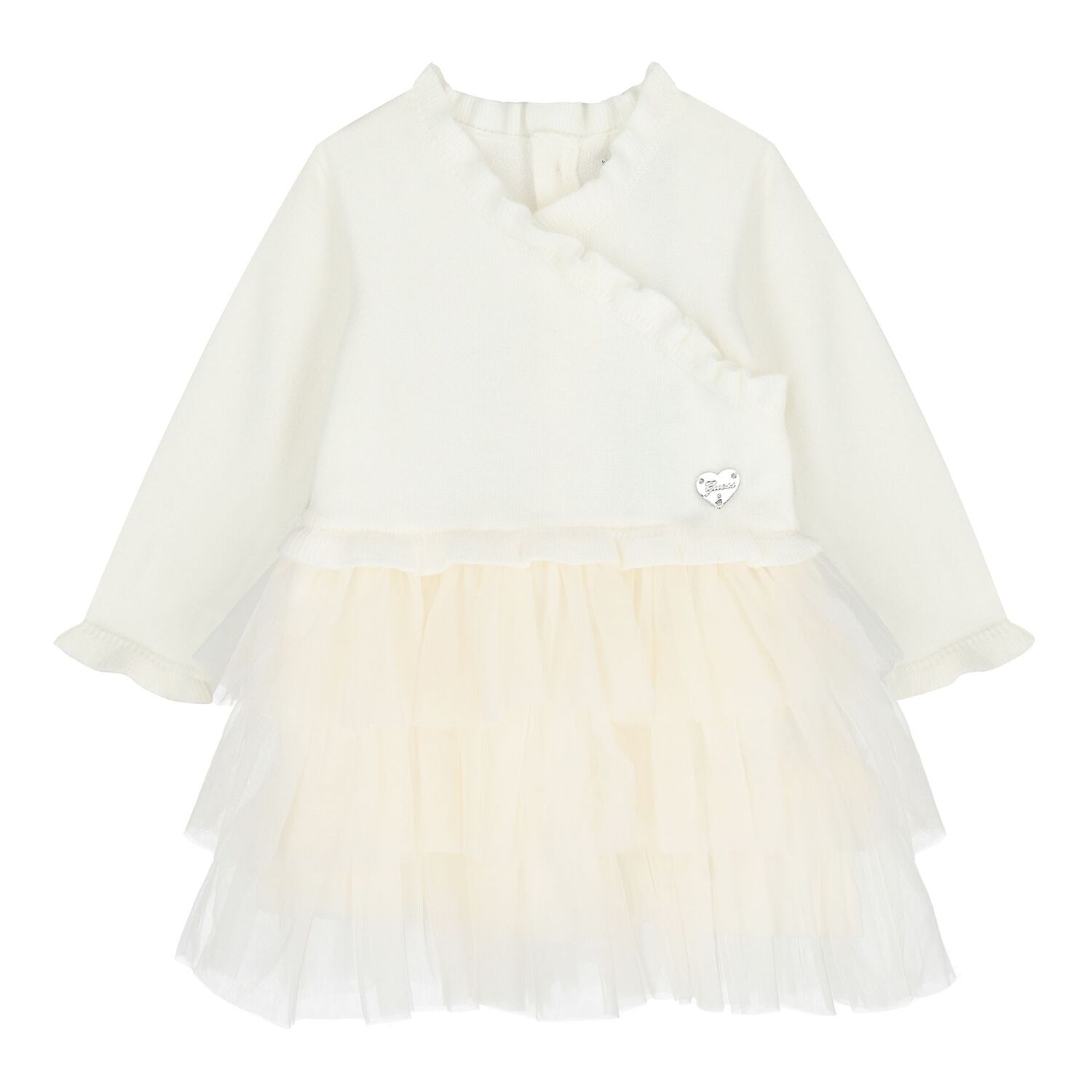 Baby Girls Ivory & Beige Tulle Dress Set, 2, hi-res